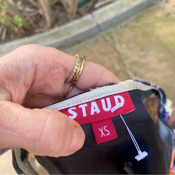 STAUD Chandler Velvet Dress Black Floral XS - Picture 13 of 15